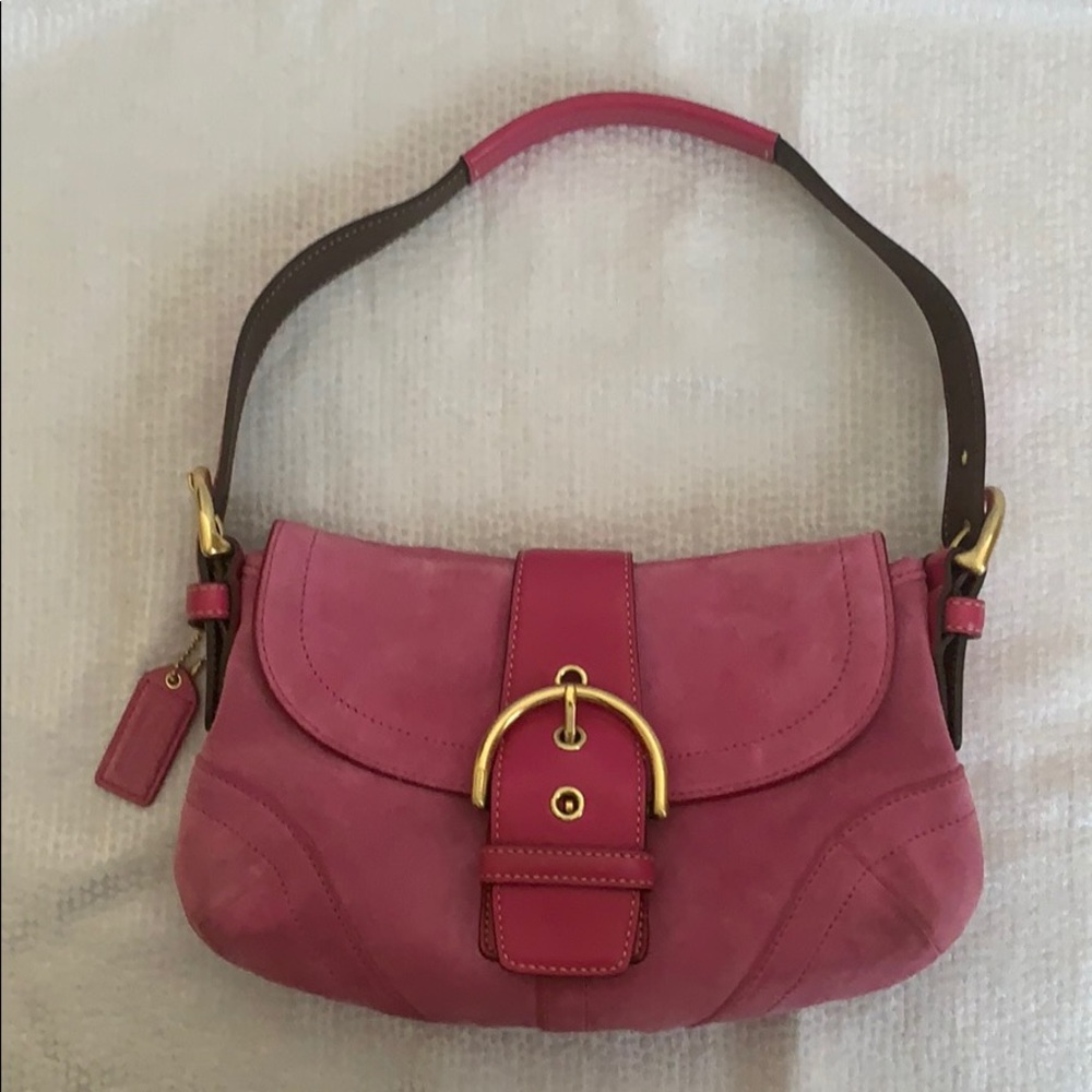 Coach pink suede small handbag